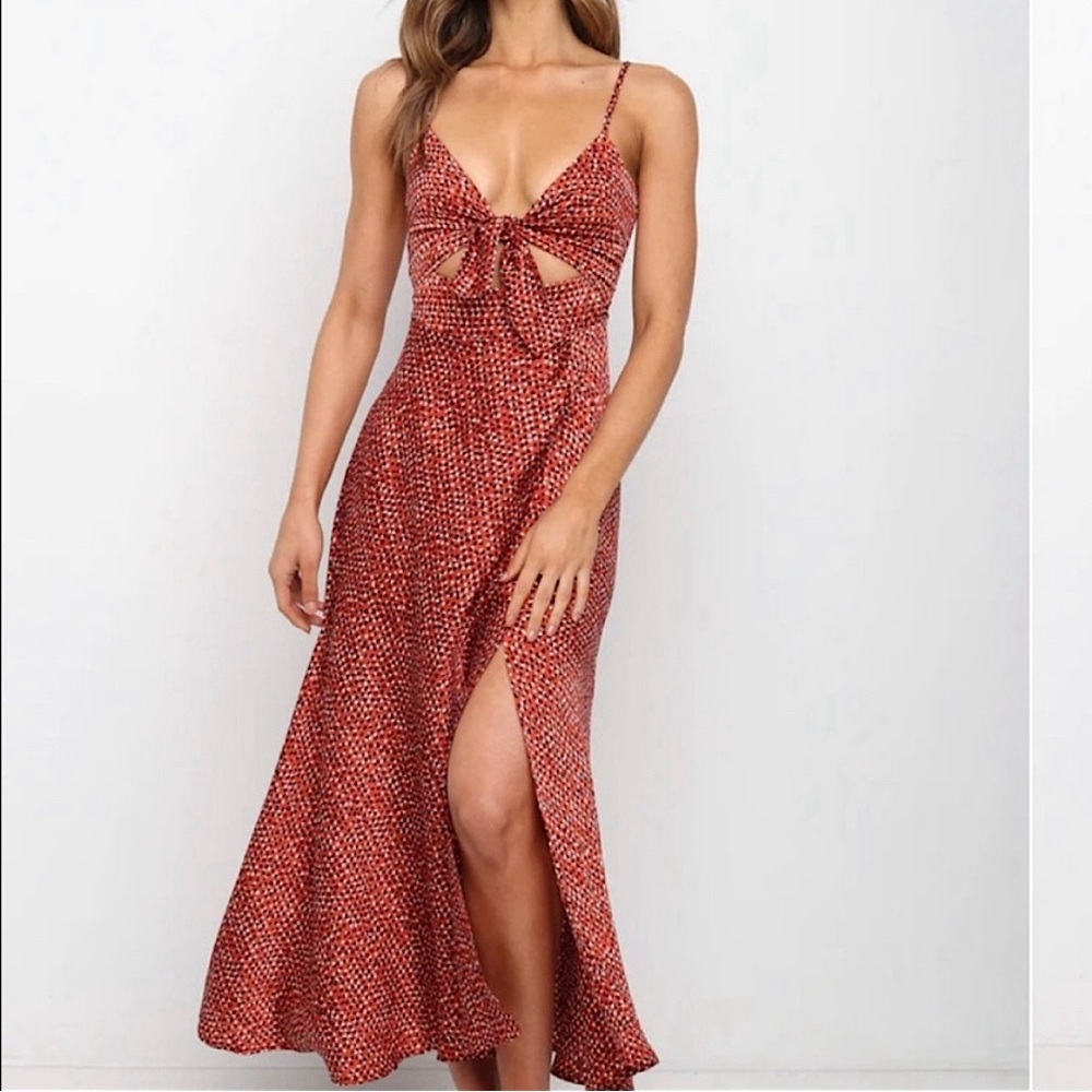 Petal & Pup Bethan dress, red midi peekaboo, size 6